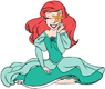 Ariel in her green dress holding a starfish
