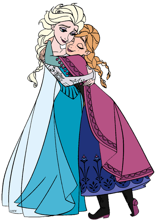 elsa anna frozen clipart disney hugging fanpop clip hug sister hands coloring transparent disneyclips princess cliparts fan dress desenho movie