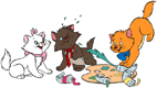 Toulouse, Berlioz and Marie playing with paint