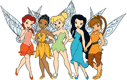 Tinker Bell, Rosetta, Iridessa, Fawn, Silvermist