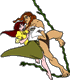 Tarzan, Jane swinging from vine