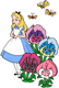 Alice with garden flowers and bread-and-butterflies