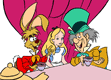 Alice, March Hare, Mad Hatter