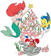Ariel decorating tree with Flounder, Sebastian