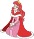 Ariel kneeling in winter dress