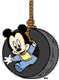 Baby Mickey in tire swing