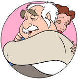 Belle hugging her father Maurice