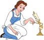 Lumiere holding Belle's hand