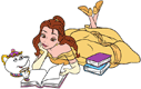 Belle reading with Mrs Potts, Chip