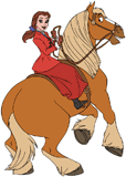 Belle in red, riding Philippe