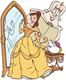 Belle looking in a mirror with Wardrobe, Mrs. Potts