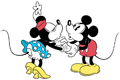 Mickey, Minnie kissing