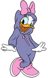 Daisy Duck wearing a onesie