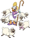 Shepherdess Daisy Duck tending to her sheep