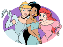Disney Princesses Cinderella, Jasmine and Ariel