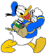 Donald Duck walking to school