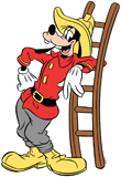 Firefighter Goofy with his ladder