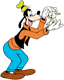 Goofy petting a bunny rabbit