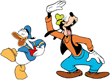 Goofy and Donald Duck laughing