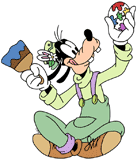 Goofy painting an Easter egg