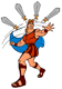 Hercules throwing swords