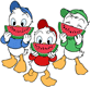 Huey, Dewey, Louie eating watermelon