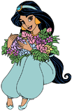 Jasmine holding a bouquet of flowers