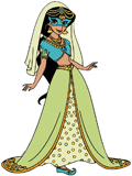 Princess Jasmine dressed up for a masked ball