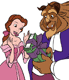 Beast giving Belle a book for a present