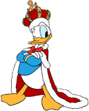 King Donald Duck posing with his arms crossed