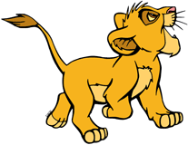 Simba smiling, side view