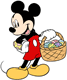 Mickey Mouse holding an Easter egg basket