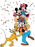 Mickey Mouse and friends showered with confetti