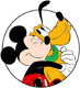 Mickey hugging Pluto circle