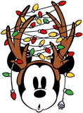 Classic Mickey Mouse head with reindeer hat