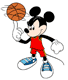 Mickey Mouse spinning a basketball