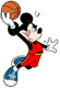 Mickey Mouse jumping with a basketball