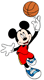 Mickey Mouse tossing a basketball