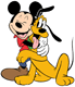 Mickey hugging Pluto