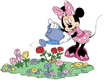 Minnie watering flower garden