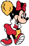 Cheerleader Minnie Mouse holding golden pom-poms