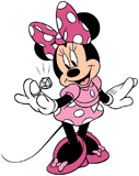 Minnie Mouse admiring the sparkling diamond ring on her finger