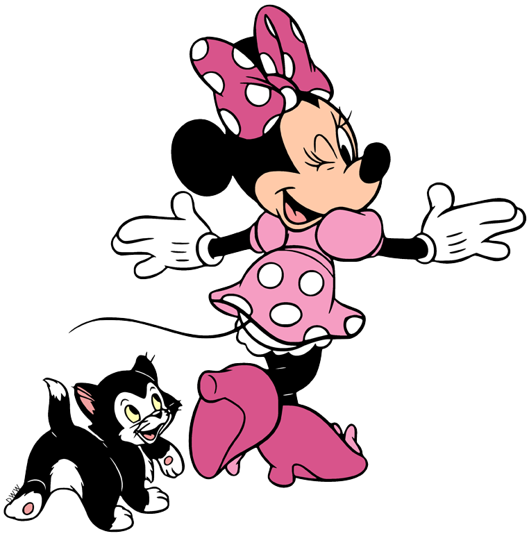 Minnie Mouse winking with Figaro