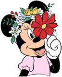 Minnie Mouse wearing a crown of flowers