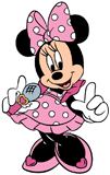 Minnie Mouse singing into a microphone