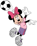 Minnie Mouse heading the soccer ball