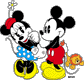 Mickey offering Minnie plush lion