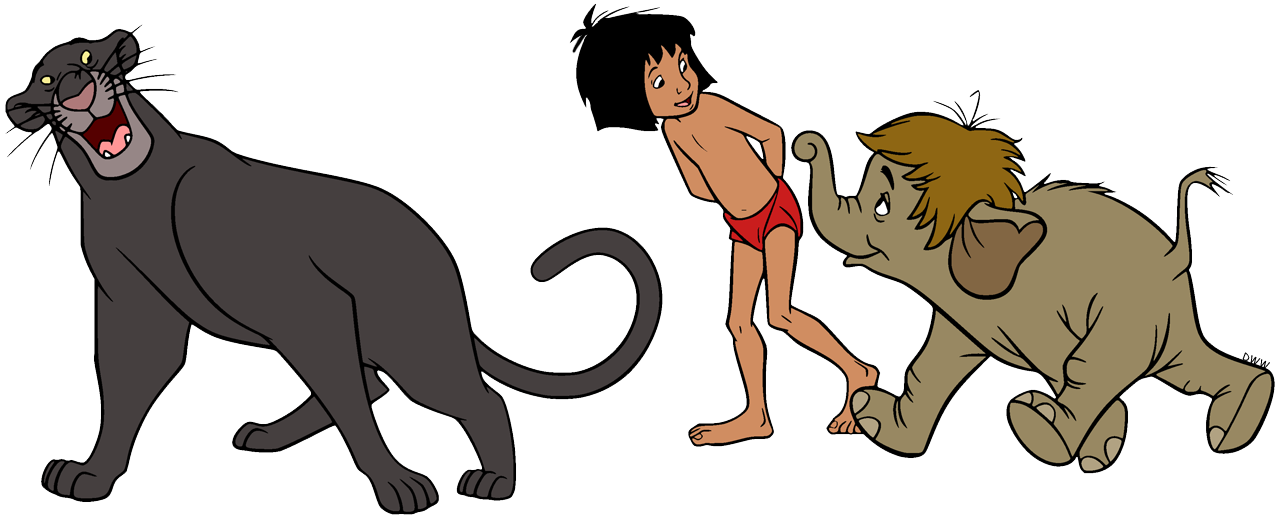Bagheera, Mowgli and Junior
