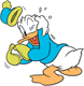 Donald Duck hit by snowball