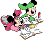 Mickey, Minnie Mouse doing homework